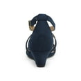 thumbnail image 5 of Dream Pairs Women Ankle Strap Low Wedge Sandals Casual Dress Shoes Fashion Open Toe Sandals Jones Navy/Suede Size 9.5, 5 of 5