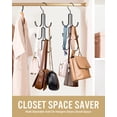 thumbnail image 5 of Pack de 2 organizadores de bolsos para armario, bolso, soporte de metal plateado, almacenamiento colgante para bufandas, corbatas para hombre, chales para mujer, mochilas, cinturones, accesorios, ropa, 5 of 5