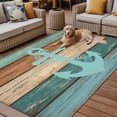 thumbnail image 2 of Fsddascl Turquoise Anchor Outdoor Rug for Patio/Deck/Porch, Non-Slip Large Area Rug 5 x 8 Ft, Nautical Brown Green Retro Wood Grain Indoor Outdoor Rugs Washable Area Rugs, Camping Rug Carpet, 2 of 5