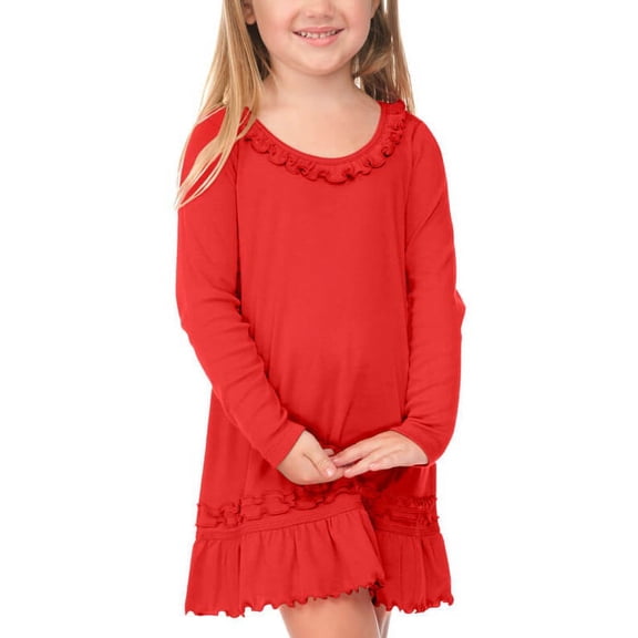 Kavio! Little Girl 3-6X Sunflower Long Sleeve Dress Flamingo 4