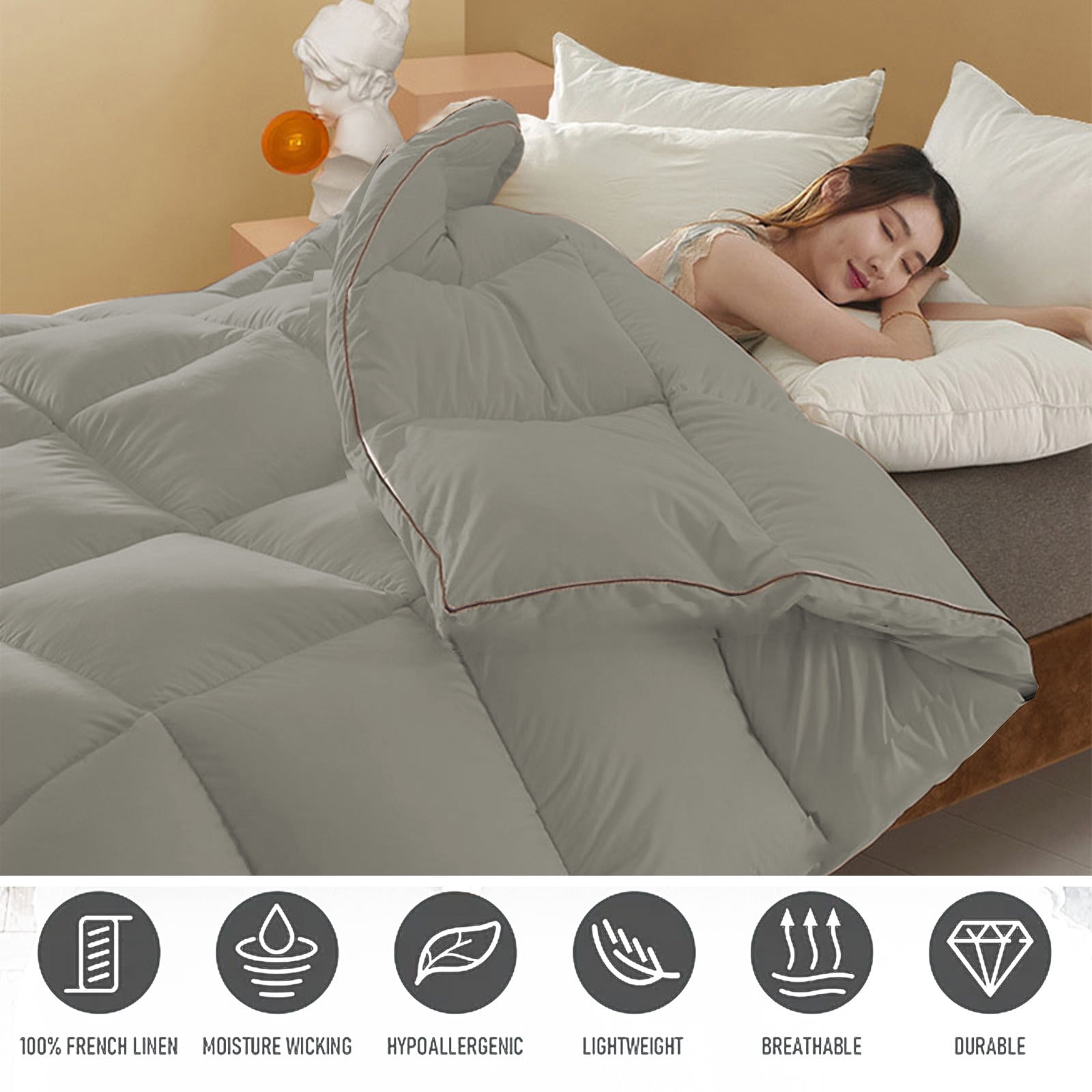 Kezqiaxn Twin xl Comforter Down Comforter Full Size 78.7x59In Quilting Supplies Lightweight Comforter Duvet Insert, Soft Medium Warmth All Season Comforters Gray
