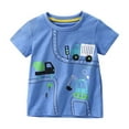 thumbnail image 2 of SJLDQY Toddler Boys T Shirt Crewneck Short Sleeve | Excavator Truck Print Summer Casual T Shirt Blue 3-4 Years, 2 of 7