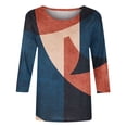 thumbnail image 3 of Womens Long Sleeve Knit Tops Round Neck Women's Casual Round Neck 3/4 Sleeve Printed Loose Shirt Blouse Tops Printed Pullover Sweatshirt Tops Stripe Button Blouse, 3 of 4