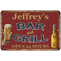 Jeffrey's Red Bar and Grill Rustic Sign Decor 8x12 108120045728