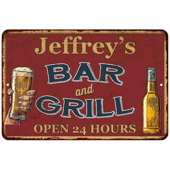 Jeffrey's Red Bar and Grill Rustic Sign Decor 8x12 108120045728