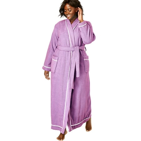 Cotton Terry Wrap Robe - Dreams & Co. Plus Size Spa Terry Long Wrap Robe