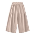 thumbnail image 5 of BUIGTTKLOP Capri Pants for Women High Waisted Cropped Lounge Pants Wide Leg Pleated Summer Capris with Pockets, 5 of 6