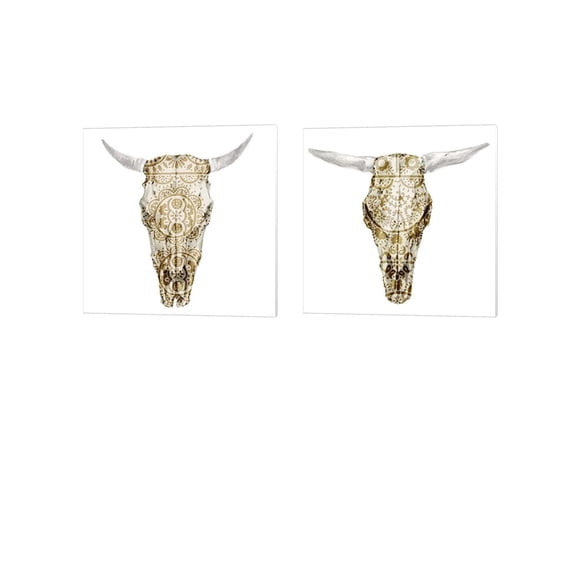Day of the Dead Skull Mount B by Studio W Canvas Art Set of 2 14 inch X 14 inch Each