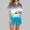 Light Blue, variant on Womens Pajama Fashion Gradient Print Lightweight Pajamas Sets Casual Collared Short Sleeve Sleepwear with Shorts Womens Summer Pajamas