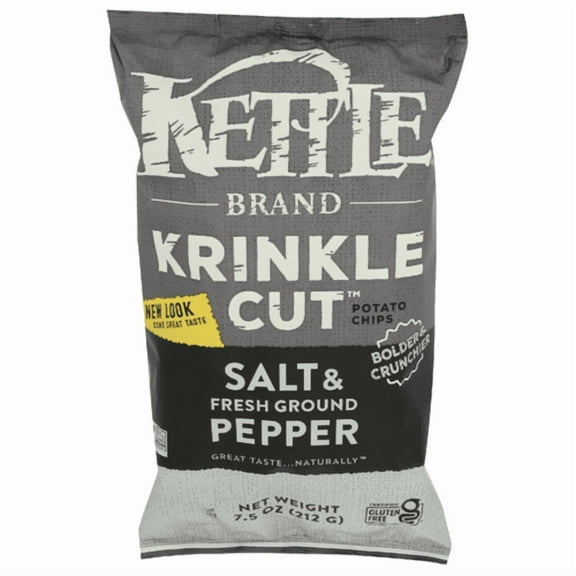 Kettle Salt & Fresh Ground Pepper Krinkle Cut Potato Chips 7.5 oz - Pack of 3