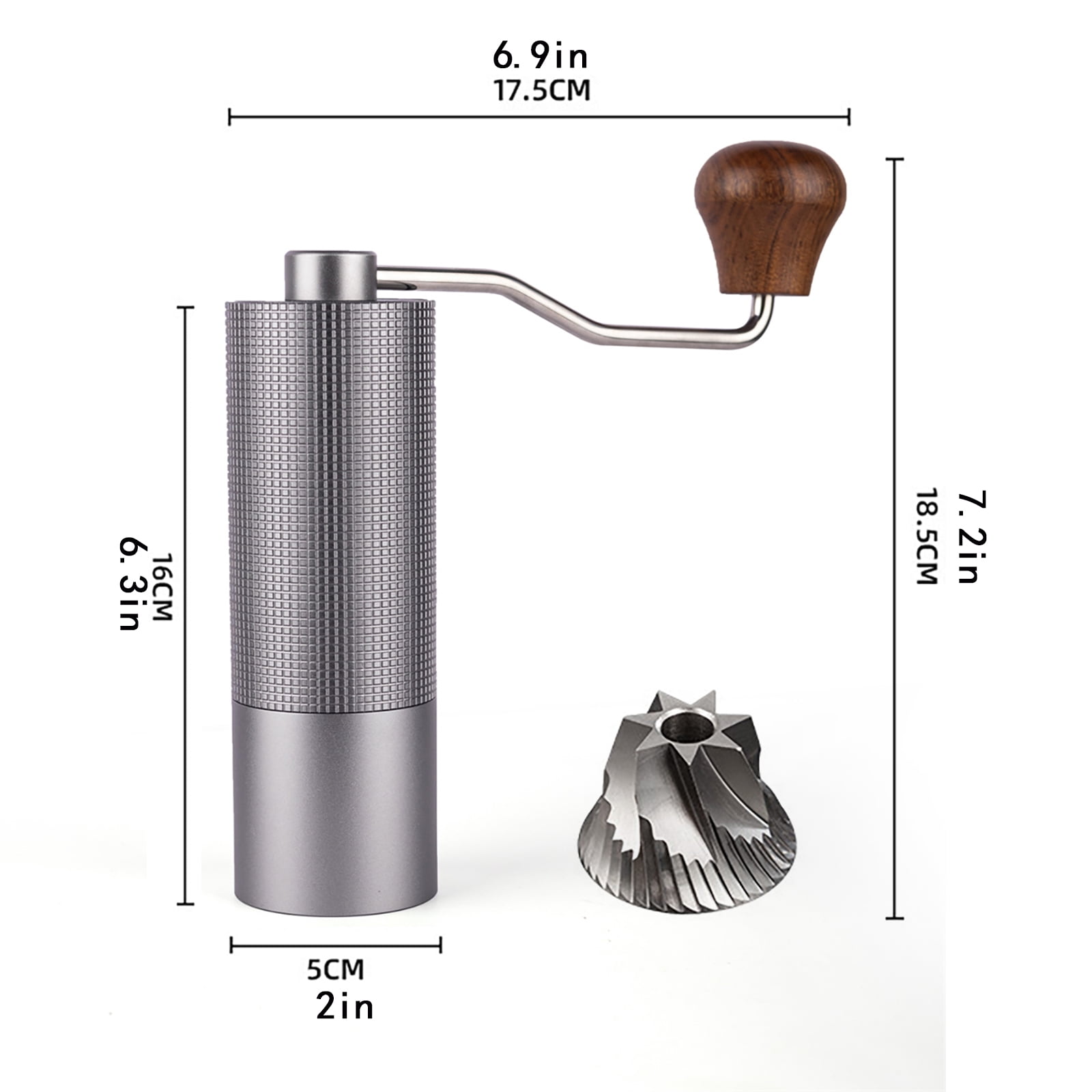 Manual Espresso Grinder Capacity 25g with CNC Stainless Steel Conical Burr - adjustable grind size Setting,Double Bearing Positioning,Quiet Hand Crank Coffee for French Press Grinder