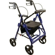 Roscoe Medical Aluminium Deluxe Transport Rollator with Padded Seat, Blue, 300 lb Weight Capacity