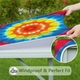 thumbnail image 6 of Tie Dye Heart Accent Mandala Pattern Square Fitted Tablecloth with Elastic Edge,Square Table Cover,Washable Elastic Table Cover for Home Kitchen Party Decor 34"x34", 6 of 6