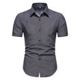thumbnail image 1 of Camisas Y s Top de camisa con estampado de solapa de manga corta informal de primavera y verano para hombre (Black, S), 1 of 3