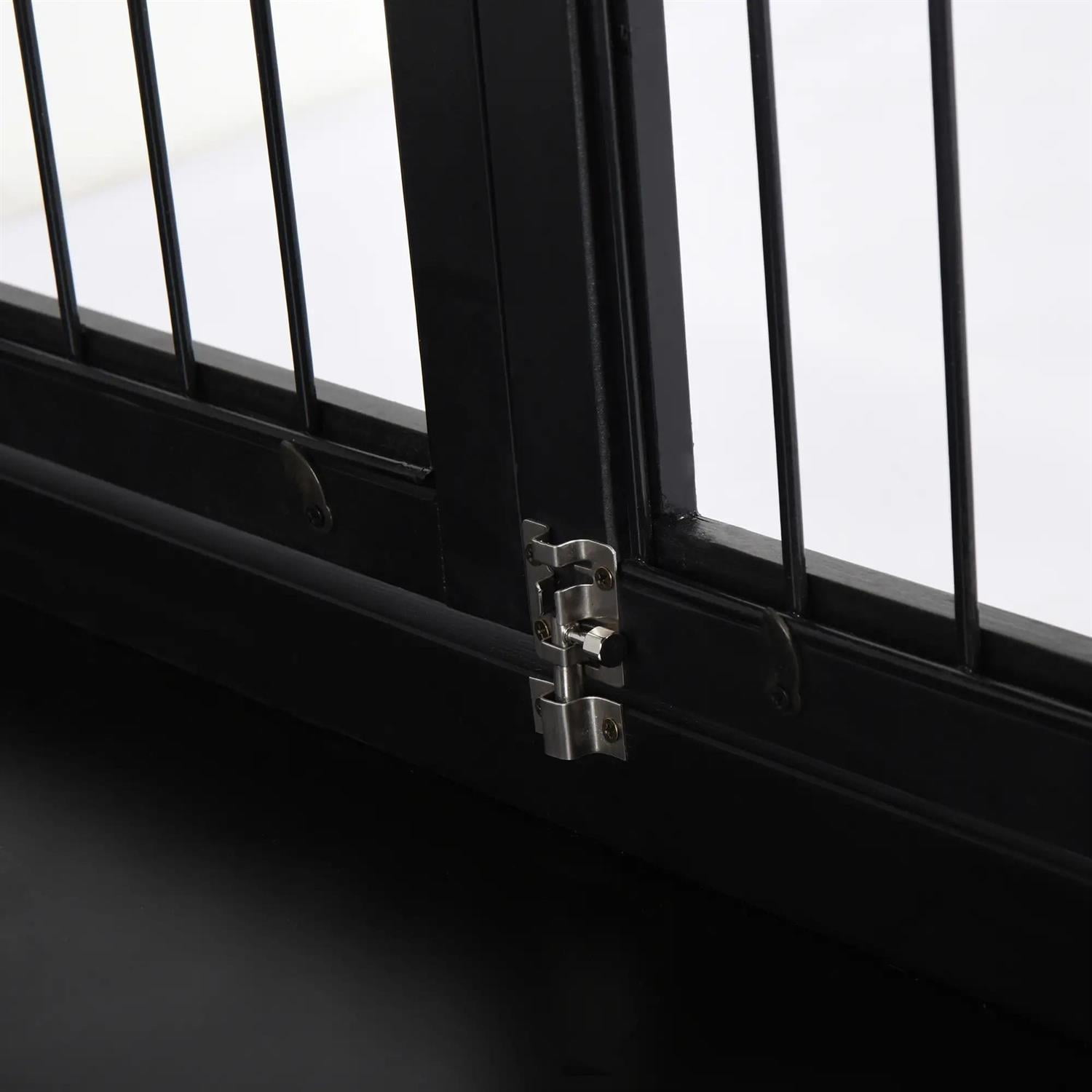 Pefilos 23" Dog Crate Furniture with Two Opening Sides, Lockable Door, Wooden Puppy Kennel Table, Indoor Dog House for Small Dogs, Black