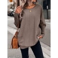 thumbnail image 4 of Botton Side Surplice Neck Sweater, Elegant Long Sleeve Sweater For Fall & Winter, Women's Clothing, 4 of 4