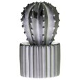 thumbnail image 1 of Ceramic Star Cactus Figurine on Ribbed Pattern Pot, Large, Silver, 1 of 1
