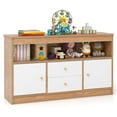 thumbnail image 1 of Costway Kids Toy Storage Organizer Wooden Children Bookshelf Storage Chest with Open Shelf Brown, 1 of 10