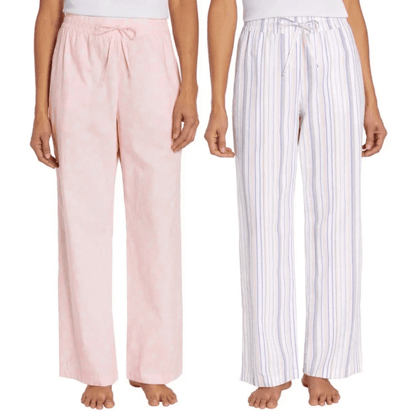 Gap Women's 2 Pack PJ Pants 100% Cotton Pink and Pastel Stripe L