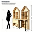 thumbnail image 2 of Leumius Folding Craft Desk with Storage Shelves, Convertible Hideaway Desk to Bookshelf, Foldable Desk with Storage, Disappearing Desk for Living Room Home Office Natural, 2 of 9