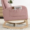 thumbnail image 7 of Nursery Rocking Chair Rocking Glider Chair with High Backrest, Solid Wood Legs and Side Pockets Modern Fabric Upholstered Accent Rocker Armchair for Nursery Living Room Bedroom, Pink, 7 of 7