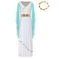 thumbnail image 3 of YiZYiF Womens Greek Goddness Costume Ancient Greece Queen Gold Trim Toga Dress for Halloween Cosplay Light Blue-A L, 3 of 7