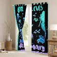thumbnail image 3 of Homewish Cartoon Mermaid Blackout Curtains Set of 2 (52x84 Each),Ocean Animal Sealife Window Curtains,Purple Blue Black Curtains and Drapes For Girls,Luxury Bedroom Decor, 3 of 6