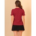thumbnail image 3 of Blusa con cuello Peter Pan Allegra K con botones de Estrellas Rojo S, 3 of 5