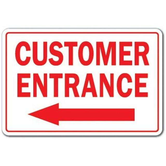 SignMission Z-1014-Customer Entrance 12 x 8 Po. Entrée du Client Flèche Gauche Signe de Nouveauté