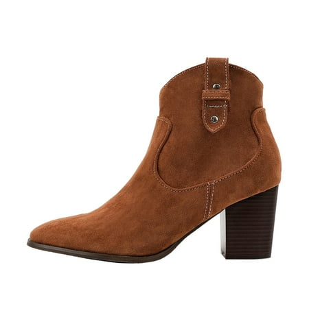 

ZHAGHMIN Platform Heels Wommen Ankle Boots Autumn And Winter Fashion Comfortable Pointed Toe Square Heel Solid Color Side Zipper Womens Leather Boots Size 10 Thin Womens Socks For Boots Soft
