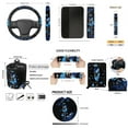 thumbnail image 7 of Yuyamidu Blue Butterfly Car Seat Cover Set of 15 Flower Steering Wheel Cover Seat Belt Pads Garbage Bag Air Vent Pocket Rearview Mirror Cover Car Coasters Keychain Fit for SUV Van Sedan, 7 of 7
