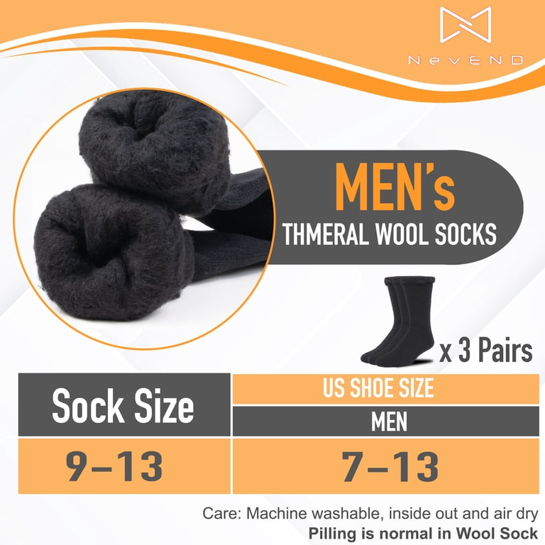 NevEND Men's Merino Wool Thermal Crew Socks 3-Pack photo 3