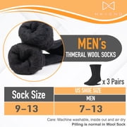 NevEND Mens Merino Wool Cotton Crew Socks Thermal and Warm Socks for Winter Work Hiking Running 3 Pairs (Size 7-13)
