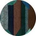 thumbnail image 1 of Ahgly Company Indoor Round Abstract Turquoise Blue Modern Area Rugs, 7' Round, 1 of 4