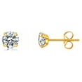 thumbnail image 4 of 10k Yellow Gold Earrings for Women Solitaire Round Cubic Zirconia CZ Stud Earrings with Gold Butterfly Pushbacks, 4 of 9