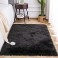 thumbnail image 2 of Arogan Fluffy Faux fur Area Carpet for Home Decor, 2.3' x 5' , Black, 2 of 7