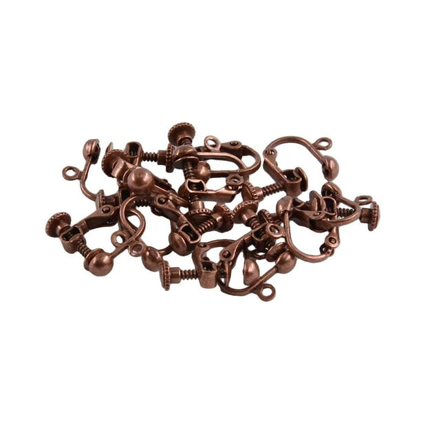 12 piezas de accesorios para pendientes con cierre de clip y rosca, bola de bucle abierto, para hacer joyas DIY Cobre antiguo