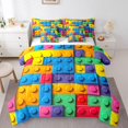 thumbnail image 1 of YST Building Blocks 7 Pcs Comforter Set King, Colorful Toy Bedding for Child, 3D Rainbow Construction Brick Sheet Set Bed in A Bag Funny Patchwork Geometric Rectangle Duvet Insert, 1 of 5