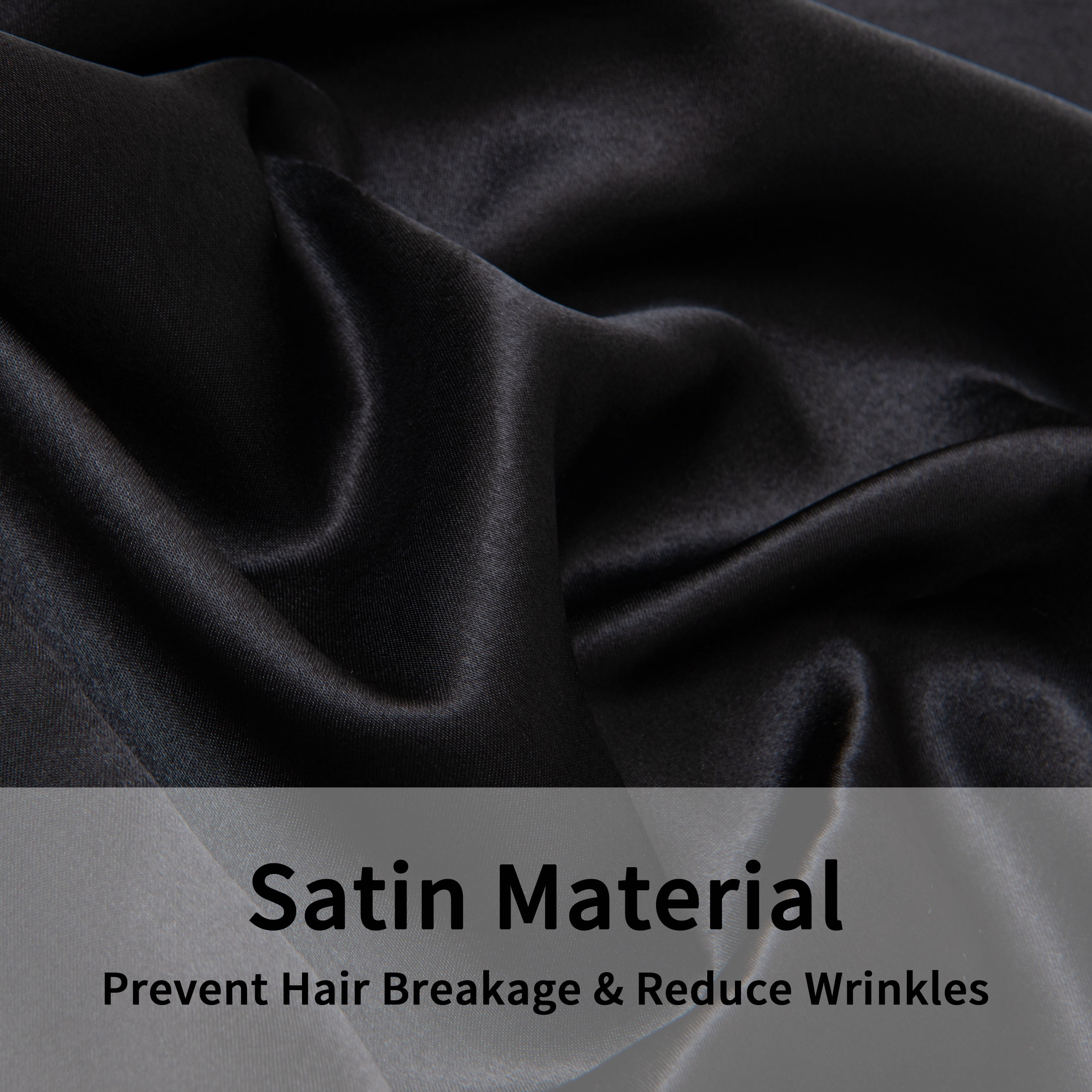 Satin Body Pillowcase for Hair and Skin, Luxurious and Silky Envelope Closure Body Pillow Cover, Black, 20" x 54"