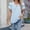 Light Blue Tops, variant on Casual T-Shirts For Women Summer Solid Color Crew Neck Hollow Double Layer Short Sleeve T Shirt Tops Features: Trendy Dailywear