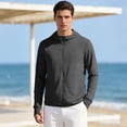 thumbnail image 2 of Men's Lightweight Full-Zip Hooded Sun Protection Shirt UPF 50+ Quick Dry Athletic Jacket with Thumb Holes - Breathable UV Outdoor Running Fishing Hiking Top Black L, 2 of 8