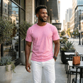 thumbnail image 5 of Access Men's Heavyweight Short Sleeve Cotton Crew Neck T-Shirt (Pack of 3) (LT Pink, X-Large) AT35, 5 of 9