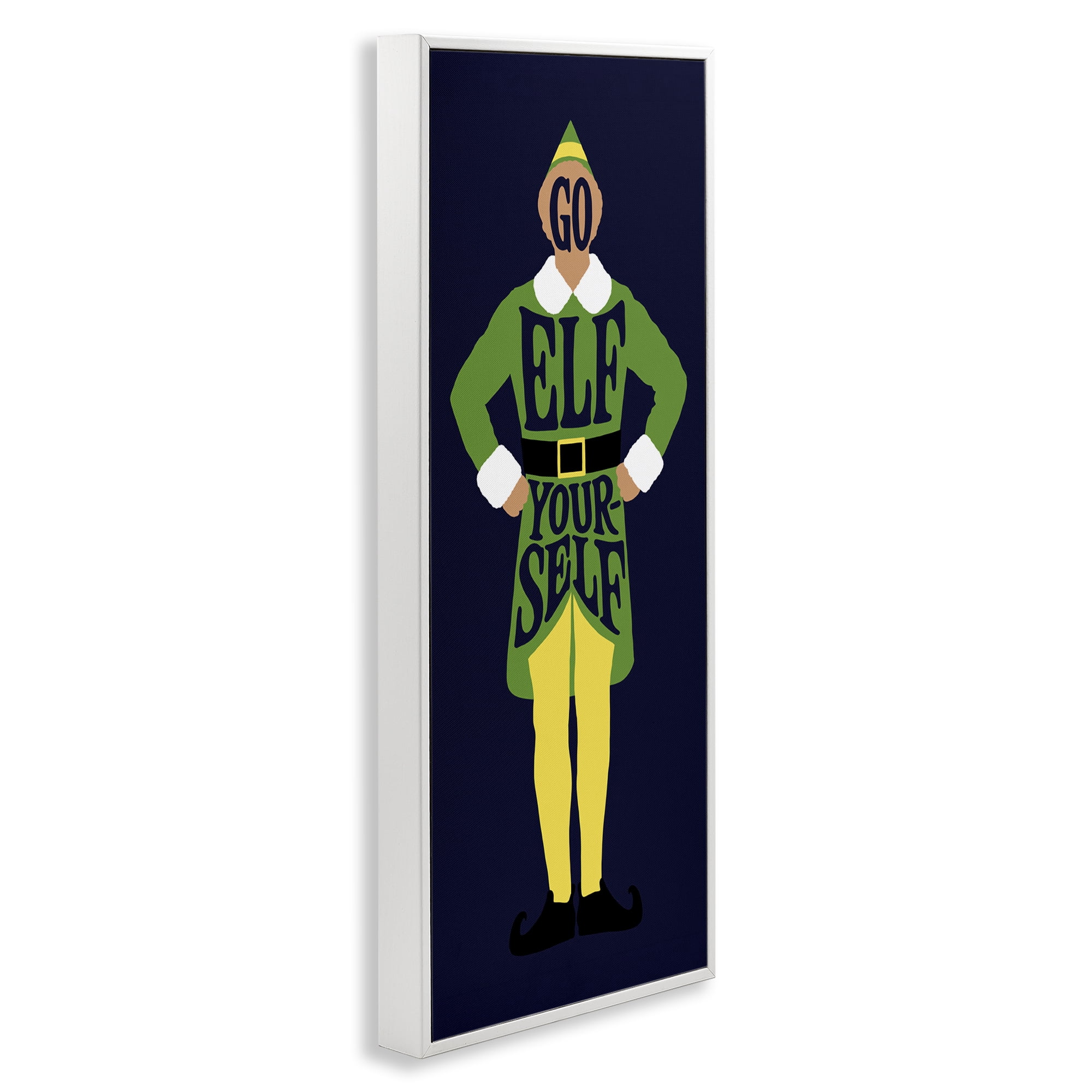 Stupell Industries Sassy Go Elf Yourself Holiday Painting White Framed Art Prints Wall Art, 10 x 24