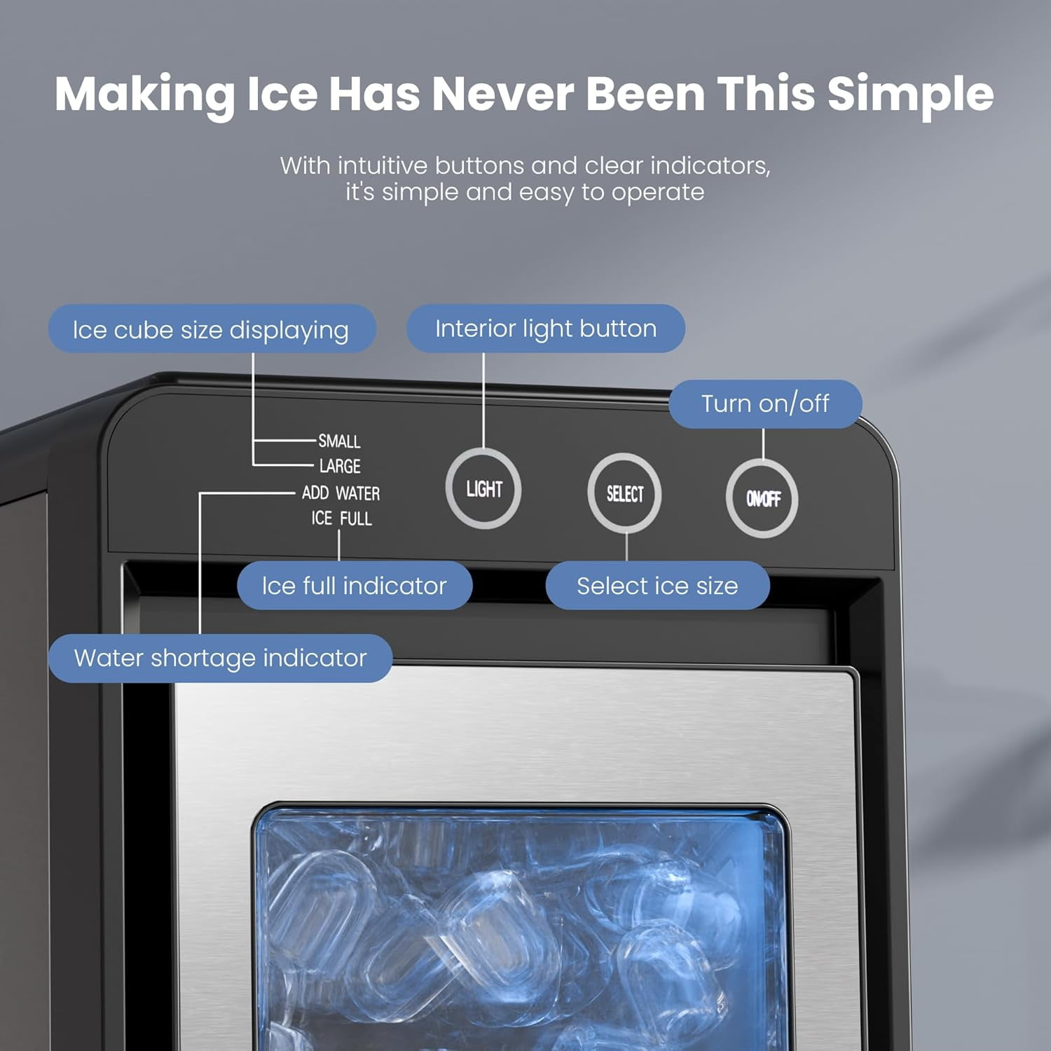 Havato  Ice Maker Countertop, 26 lbs/24Hrs, 8 Cubes in 6 Mins,Portable Ice Machine with Self-Cleaning, Quiet Compact Ice Maker for Kitchen, RV, Camping,Silver