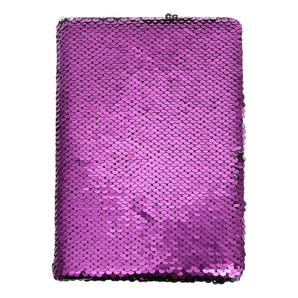 EeaseMX Libreta reversible de lentejuelas de moda, libretas creativas, agenda, diario, blocs de notas, papelería, morado