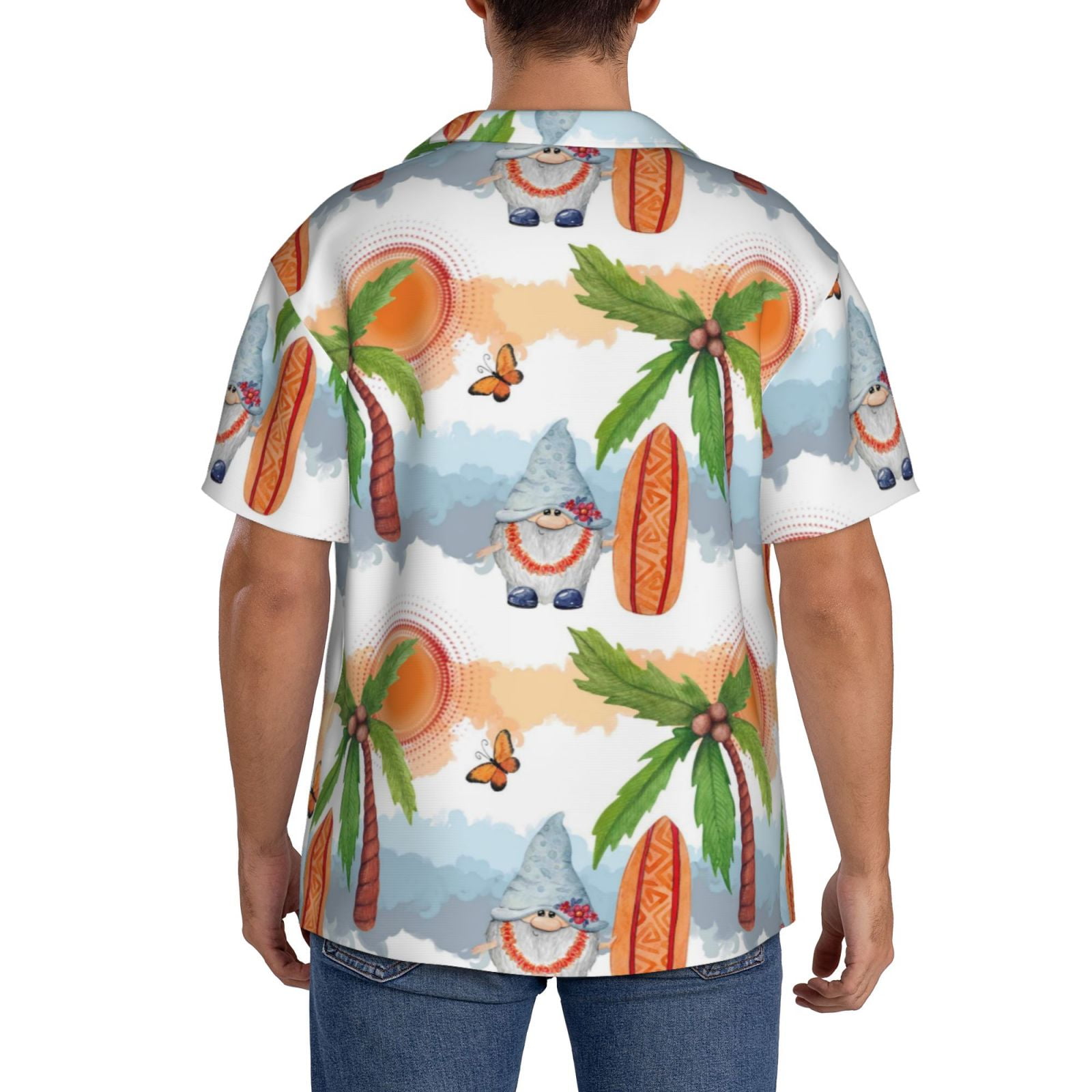 Kdxio Men'S Hawaiian Shirt For Men Short Sleeve Shirt Gnome And Surfing Summer Casual Holiday Beach Button Down T-Shirts