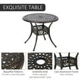 thumbnail image 4 of Outsunny Outdoor Furniture Cast Aluminum Dining Set for 4, Round Patio Table and Chairs w/ Umbrella Hole, Stackable Design, Adjustable Feet, Bronze, 4 of 9