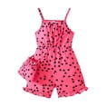 thumbnail image 3 of WERYOUNG Girl's Rompers Sleeveless Square Collar Heart Print Kids Playwear Suspenders Onesie With Matching Bag Holiday Vacation Stylish Comfortable Romper, 3 of 9