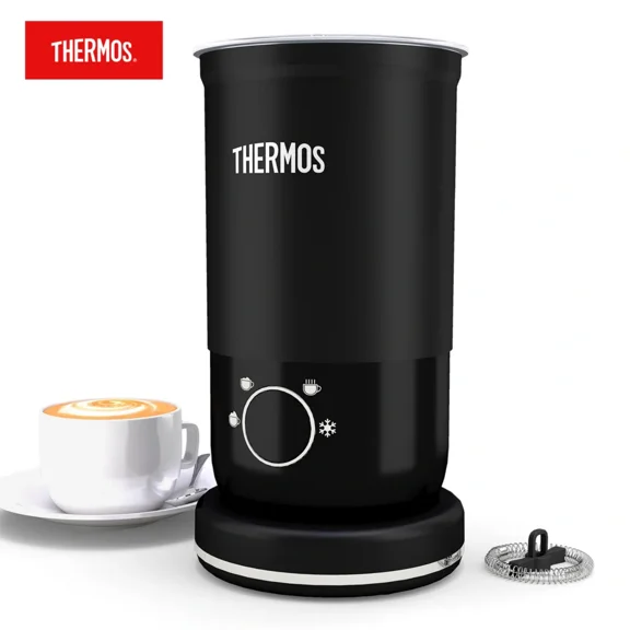 Thermos Electric Milk Frother, 4-in-1 Automatic Milk Frothers & Steamers, 10.14 oz Warm & Cold Milk Steamer for Coffee Latte Cappuccino Hot Chocolate