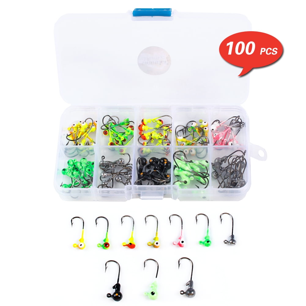 100pcs/box Multicolor Jig Head Hooks with Single Hook Sea Fishing